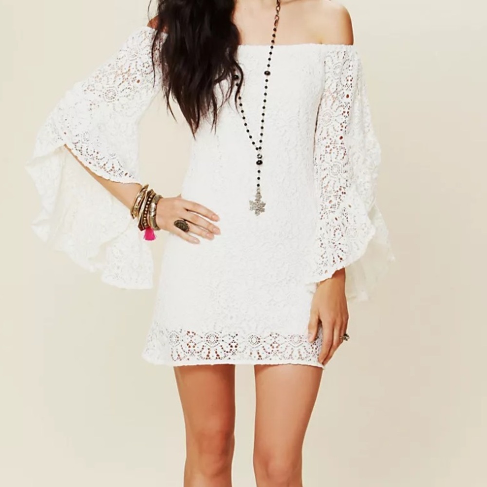 Free People Jen’s Pirate Booty French Bardot Lace Tunic